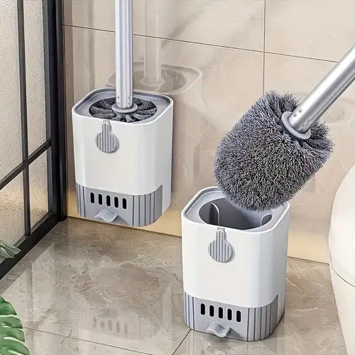 Toilet Brush with Holder – Aluminum Long Handle, Standing & Wall Mountable