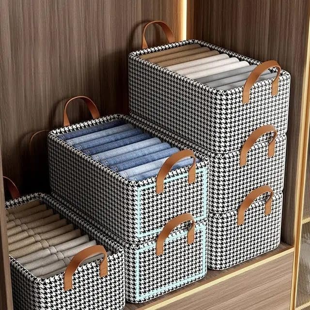 3-Pack Stackable Fabric Storage Bins with Lids & Handles