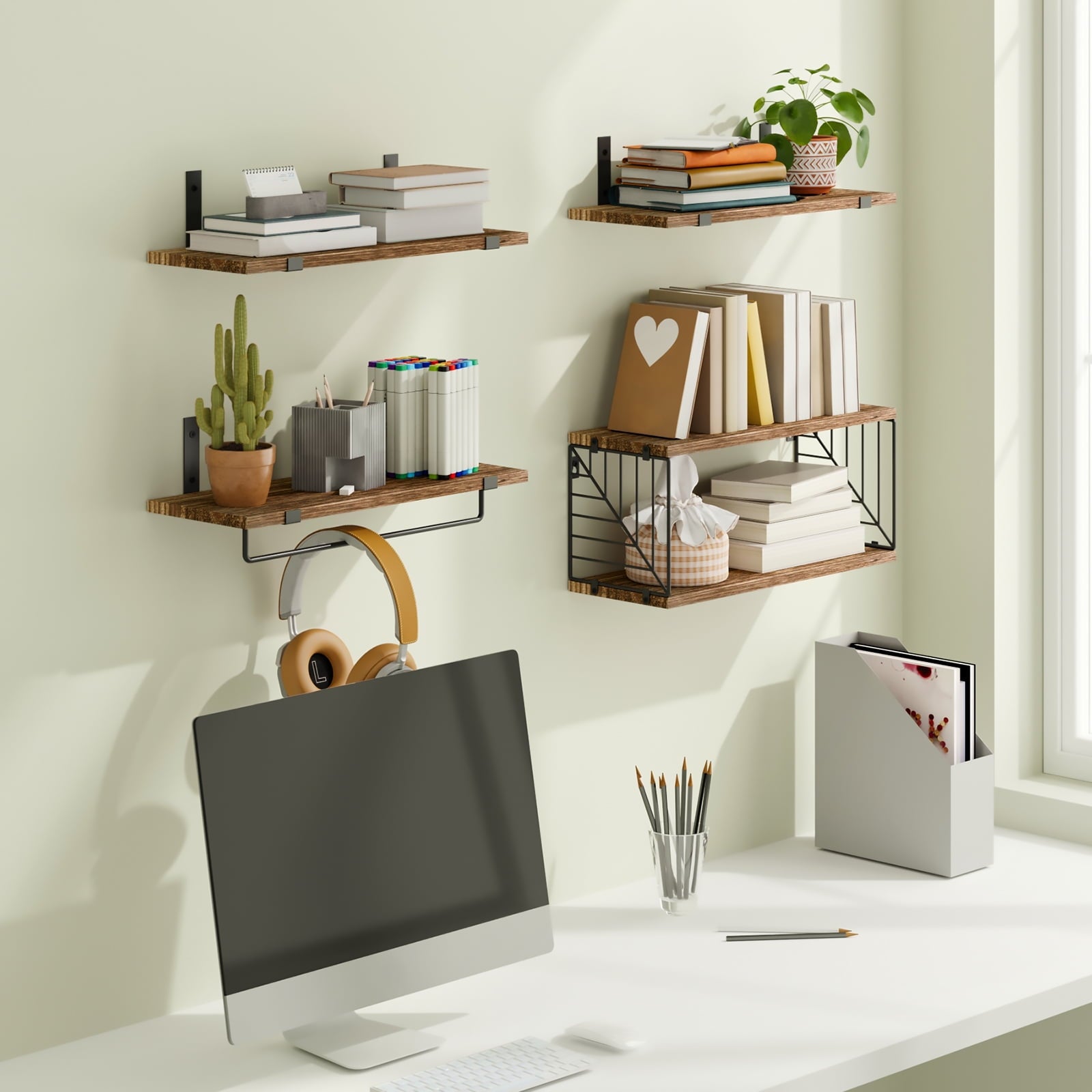Fairy 4+1 Tier Over-Toilet Floating Shelves