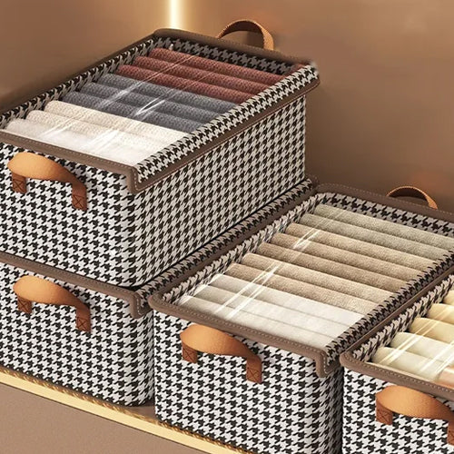 3-Pack Stackable Fabric Storage Bins with Lids & Handles