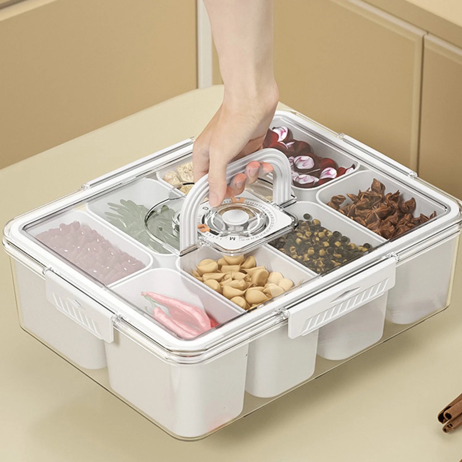 Cook With Color 8-Compartment Snackle Box with Lid & Handle