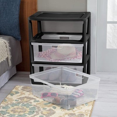 3-Drawer Storage Tower with Clear Bins